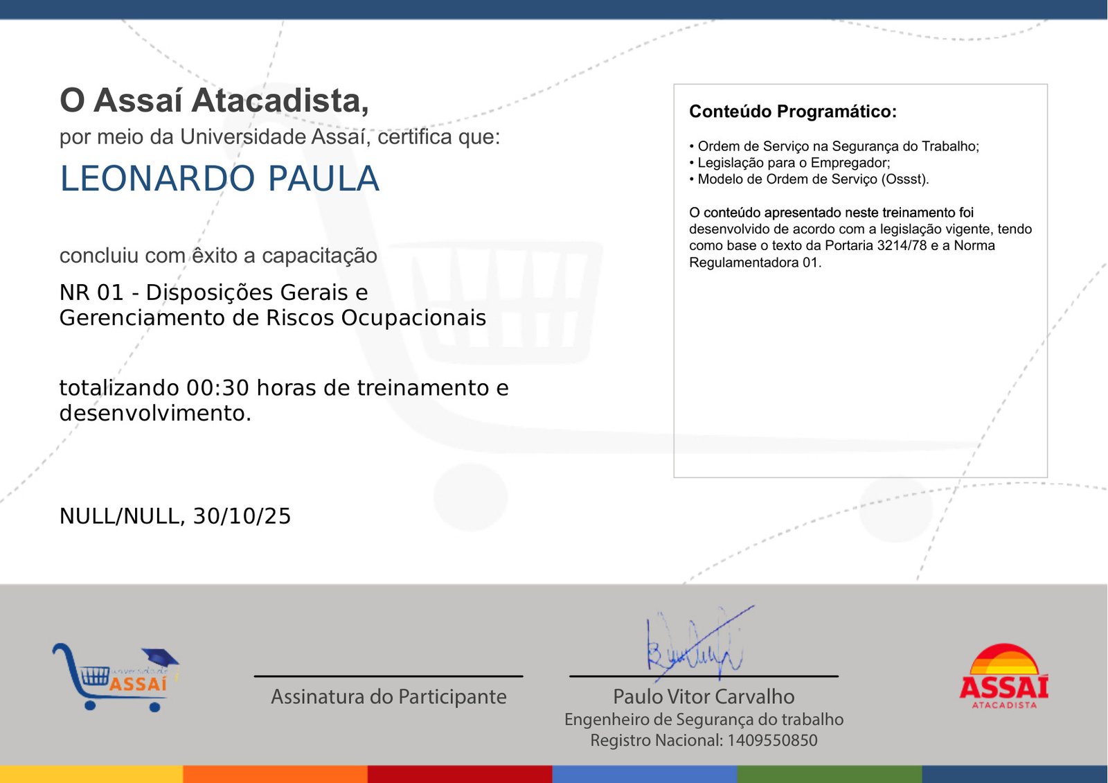 Certificado: NR 01 Disposicoes Gerais e Gerenciamento de Riscos Ocupacionais (2)